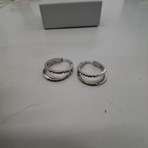 WOMENS CATE & CHLOE DOUBLE HOOP CORINA EARRINGS - SILVER TONE (STYLE: CCDE22204ER-WG) image 3