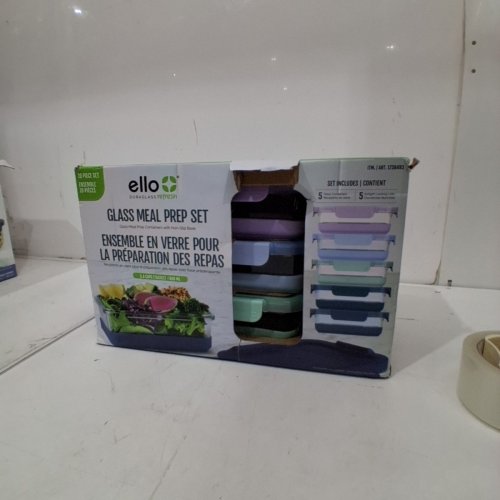 10PC ELLO LEAK PROOF GLASS MEAL PREP CONTAINERS - MULTI-COLOURS image 3