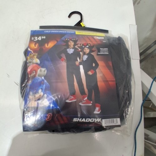 KIDS UNISEX DISGUISE SONIC SHADOW COSTUME - LARGE (10-12) - BLACK image 2