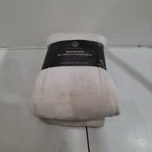 HOMETRENDS PLUSH VELVET BLANKET - 108" X 90" - CREAM image 5