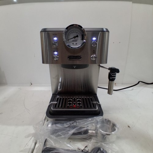DELONGHI LINEA CLASSIC ESPRESSO MACHINE WITH MILK FROTHER - SILVER (MODEL: ‎EM450M) image 3