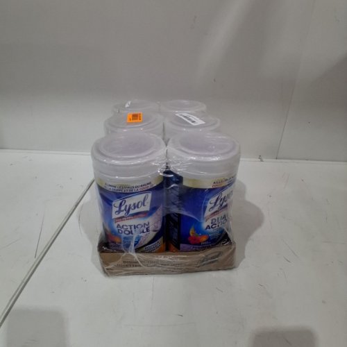 6PK LYSOL DUAL ACTION DISINFECTING WIPES - 75 PER PACK - MANGO & HIBISCUS image 2