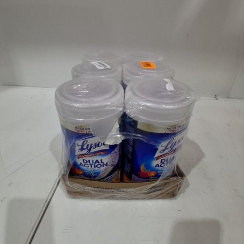 6PK LYSOL DUAL ACTION DISINFECTING WIPES - 75 PER PACK - MANGO & HIBISCUS image 3
