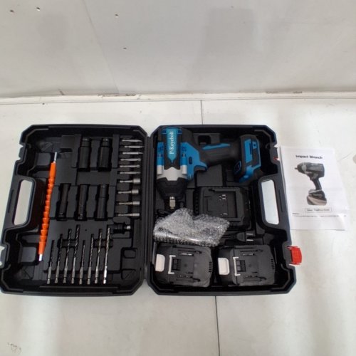 P-KOYEBOLT CORDLESS HIGH TORQUE IMPACT WRENCH KIT WITH 2 BATTERIES- 21 V, 2300 RPM - TEAL AND BLACK image 2
