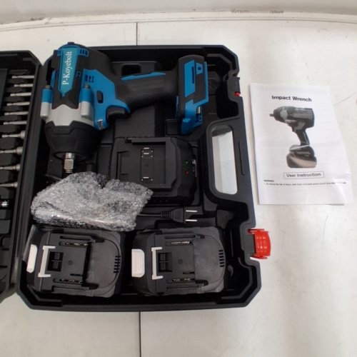 P-KOYEBOLT CORDLESS HIGH TORQUE IMPACT WRENCH KIT WITH 2 BATTERIES- 21 V, 2300 RPM - TEAL AND BLACK image 4