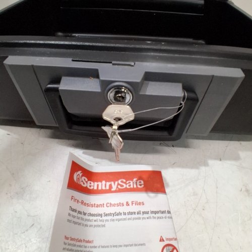 SENTRYSAFE FIRE PROOF BOX WITH KEY -15" X 12" X 6" - BLACK - (MODEL: 1160) image 3