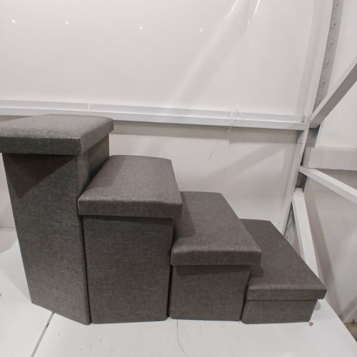 COZY KISS 4-STEP SPACE-SAVING STORAGE PET STAIRS - 22" - GREY image 3