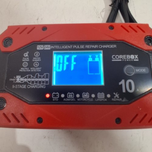 COREBOX SMART BATTERY CHARGER AND MAINTAINER - 12 V 10A; 24 V 5A - RED AND BLACK (MODEL: H-10CD) image 2