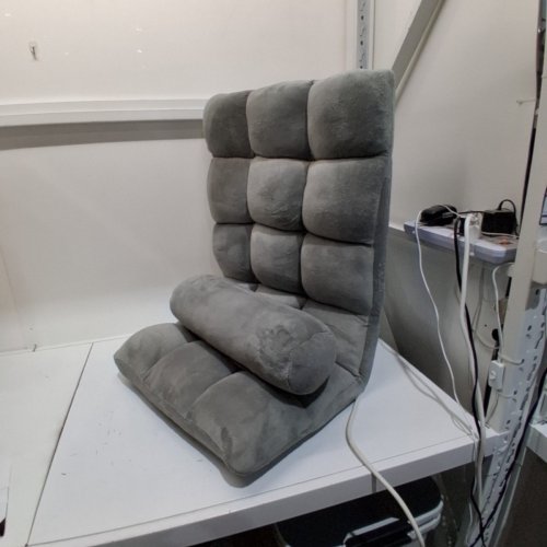 FOLDABLE PADDED ADUSTABLE FLOOR CHAIR WITH LUMBAR PILLOW- 45.7" X 22.5" X 6" - GREY image 3