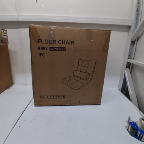 FOLDABLE PADDED ADUSTABLE FLOOR CHAIR WITH LUMBAR PILLOW- 45.7" X 22.5" X 6" - GREY image 4