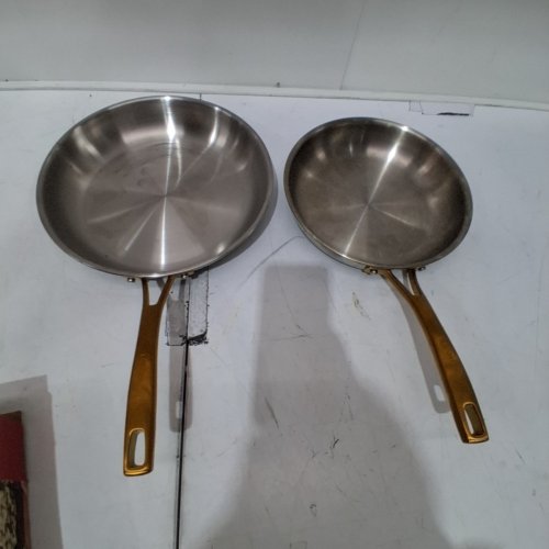 2PC LAGOSTINA FINEZZA 5-PLY FRY PAN SET - 9.5"/11" - STAINLESS STEEL/GOLD (MODEL: L818040102G) image 3