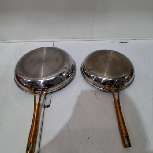 2PC LAGOSTINA FINEZZA 5-PLY FRY PAN SET - 9.5"/11" - STAINLESS STEEL/GOLD (MODEL: L818040102G) image 5