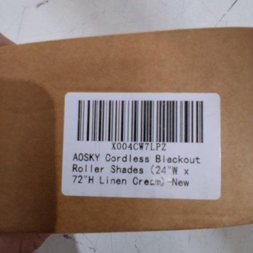 AOSKY CORDLESS ROLLER SHADES BLACKOUT BLINDS FOR WINDOWS ROOM DARKENING ROLLED UP SHADES - 24" X 72" - LINEN CREAM image 3