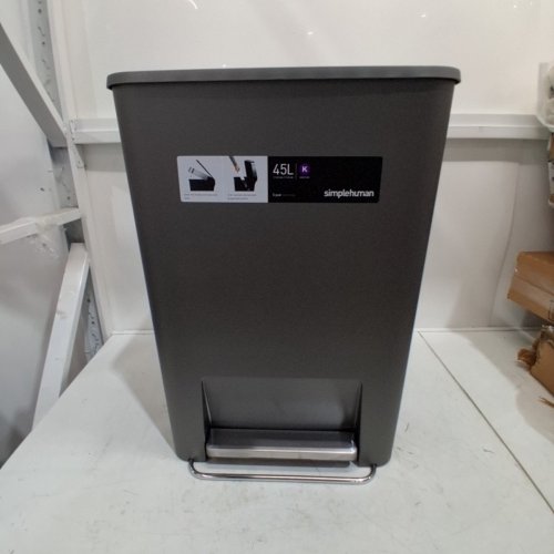 SIMPLEHUMAN RECTANGULAR KITCHEN STEP TRASH CAN WITH SOFT-CLOSE LID - 45L - GREY image 2