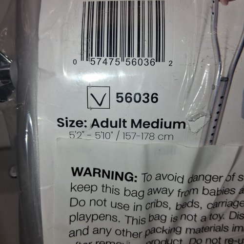 BIOS LIVING MEDICAL ADULT ALUMINUM CRUTCHES - MEDIUM - GREY/SILVER (MODEL: 56036) image 4