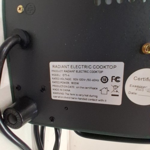 GIHETKUT ELECTRIC STOVE TOP WITH KNOB CONTROL PORTABLE INDUCTION COOKTOP WITH 2 HANDLES - 1800W 110V - GREEN (MODEL: DT1-4) image 5
