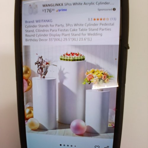 3PC WEITANKG CYLINDER STANDS FOR PARTIES, CAKE TABLES ROUND DISPLAY STANDS - 23.5" - 35" - WHITE image 5