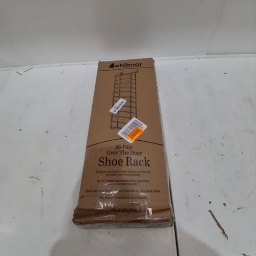 WHITMOR OVER THE-DOOR SHOE RACK WITH MESH SHELVES - 36 PAIR - BLACK (MODEL: 6037-7037-GM-SIOC) image 3