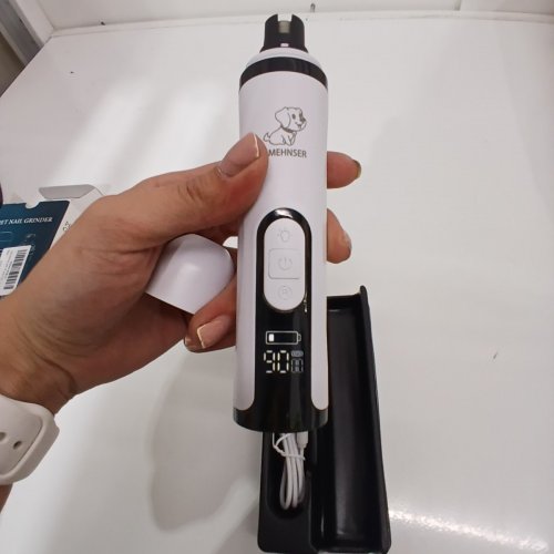 SMEHNSER CORDLESS RECHARGEABLE 3 SPEEDS PET NAIL GRINDER WITH LED LIGHT - WHITE / BLACK (MODEL: M5) image 3