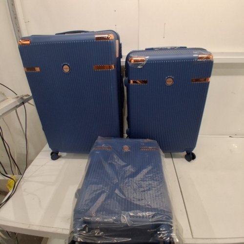 3PC IMGADGETS LIGHTWEIGHT & DURABLE ABS POLYCARBONATE GO LUGGAGE SET - ASSORTED SIZE - BLUE image 2
