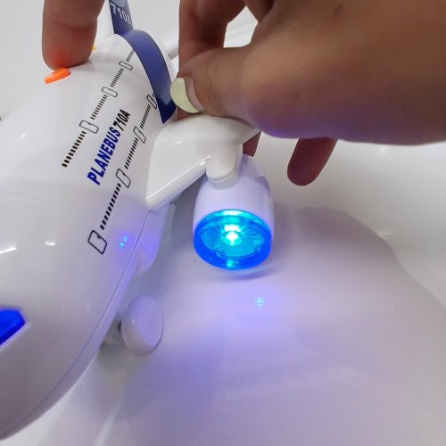 INTERACTIVE TOY AIRPLANE WITH LIGHTS & SOUNDS - AGES 3+ - 1:200 SCALE - WHITE & BLUE (MODEL: 710A) image 2