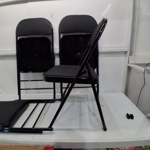 4PK CAMP SOLUTIONS METAL FOLDING CHAIRS WITH PADDED SEATS - BLACK (MODEL: CL01409-YB-CA) image 4