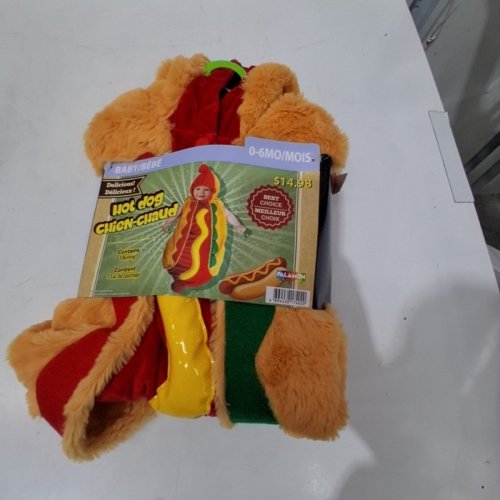 BABY PALAMON ONE-PIECE HOTDOG COSTUME - 0-6 MONTHS - BROWN/RED/GREEN/YELLOW image 2