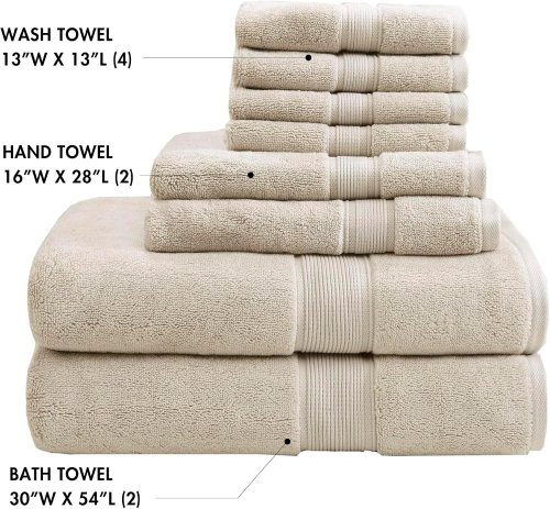 8PC MADISON PARK SIGNATURE 100% COTTON TOWEL SET - NATURAL (MODEL: MPS73-190) image 2