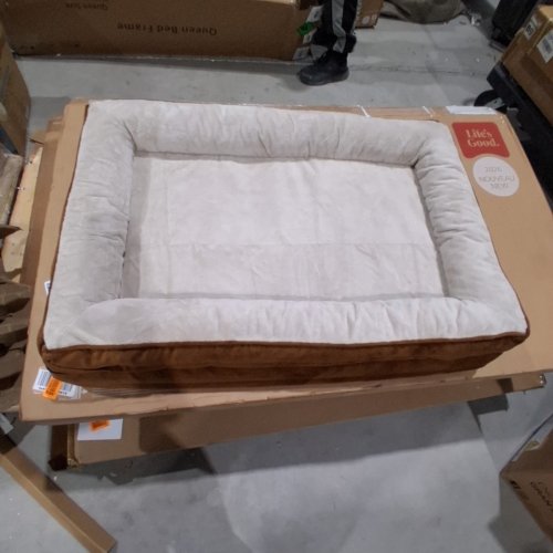 ORTHOPEDIC DOG BED WITH HANDLE - BROWN - 36" X 24" image 2
