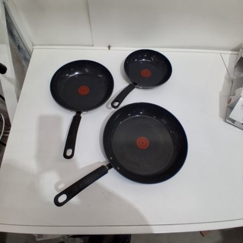 3PC T-FAL CERAMIC NON-STICK SKILLET - 8" -11" - BLACK image 2