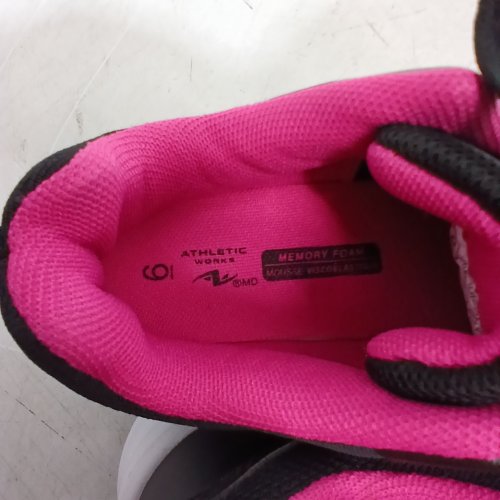WOMEN'S ATHLETIC WORKS MEMORY FOAM ATHLETIC SHOES - SIZE 6 - BLACK, PINK AND WHITE image 2