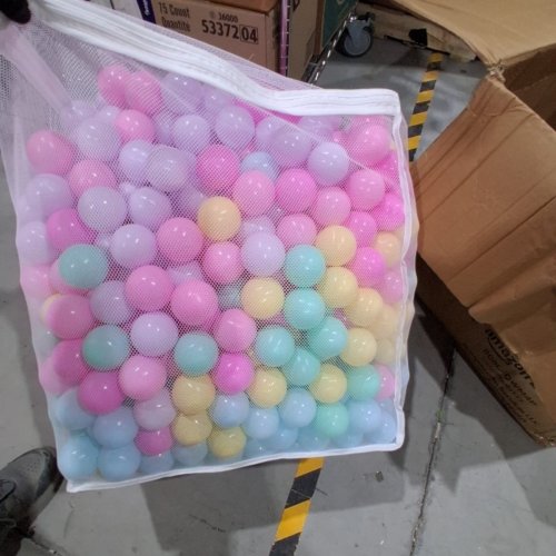 1000PK AMAZON BASICS BPA FREE PLASTIC BALL-PIT BALLS WITH STORAGE BAG - 2.3" DIAMETER - PASTEL COLORS (MODEL: 76187P) image 3