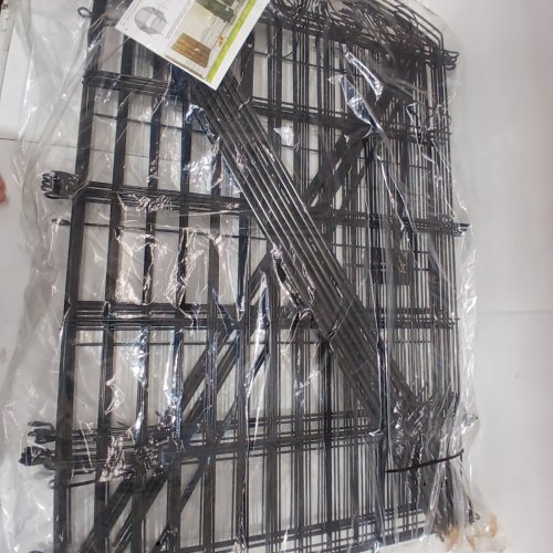 12PK DECORATIVE ANIMAL BARRIER FENCE WITH GATE - 36" H X 25.2" L - BLACK image 4