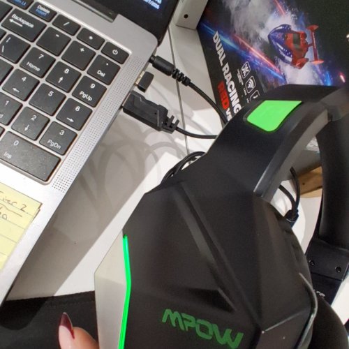MPOW EG10 WIRED GAMING HEADSET WITH SURROUND SOUND - IN-LINE VOLUME & MIC CONTROL - LIGHT UP - BLACK/GREEN (MODEL: BH414A) image 2