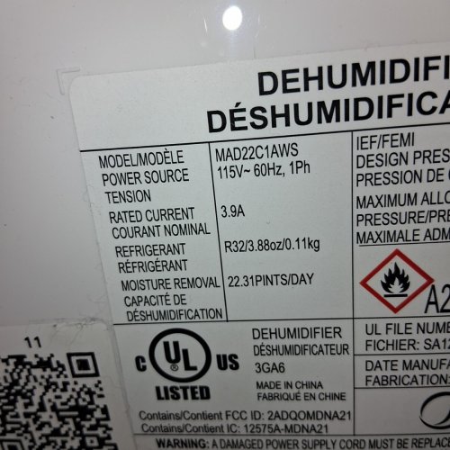 MIDEA EASYDRY DEHUMIDIFIER WITH DIGITAL DISPLAY - 1500SQ.FT. COVERAGE - WHITE (MODEL: MAD22C1AWS) image 7