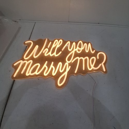 KSCKXGG 'WILL YOU MARRY ME' NEON SIGN FOR WEDDING PARTY - 21.7" X 13.8" - WHITE image 2