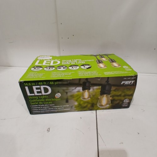FEIT ELECTRIC WEATHERPROOF LED 24-LIGHT STRING LIGHTS WITH 26 LIGHTBULBS - 48FT - BLACK (MODEL: 1603293) image 2