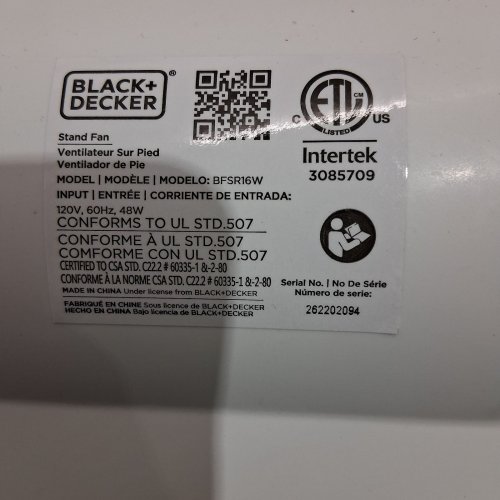 BLACK+DECKER STAND FAN WITH REMOTE - 16" - WHITE (MODEL: BFSR16W) image 3