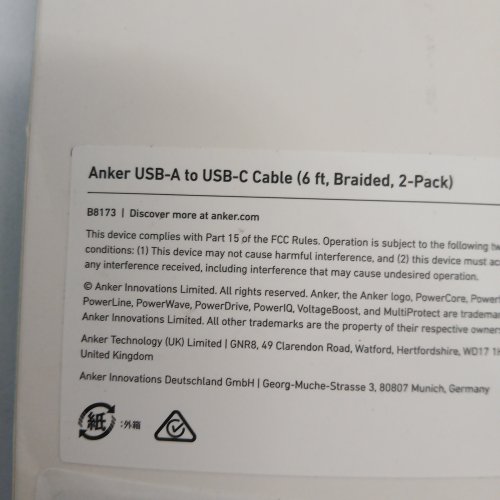2PK ANKER BRAIDED USB-A TO USB-C CABLE - 6FT - BLACK (MODEL: B8173) image 2