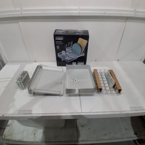 JOSEPH JOSEPH EXPANDABLE DISH RACK - 12" TO 21" WIDE - LIGHT STONE/STAINLESS STEEL (MODEL: 851692) image 2
