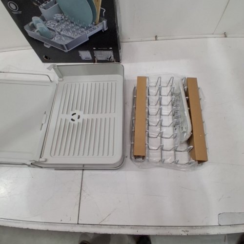 JOSEPH JOSEPH EXPANDABLE DISH RACK - 12" TO 21" WIDE - LIGHT STONE/STAINLESS STEEL (MODEL: 851692) image 3