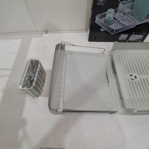 JOSEPH JOSEPH EXPANDABLE DISH RACK - 12" TO 21" WIDE - LIGHT STONE/STAINLESS STEEL (MODEL: 851692) image 4