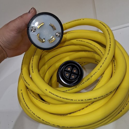 GENERLOK POWER CABLE FOR PORTABLE GENERATOR TO GENERLINK TRANSFER SWITCH 30MP, L14-30 PLUG TYPE - 40FT - YELLOW image 4