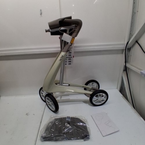 BY ACRE CARBON ULTRALIGHT FOLDABLE ROLLATOR WITH FORWARD-FACING ERGONOMIC HANDLES - 285LB MAX - WHITE / BLACK (MODEL: BYA100MDW) image 2