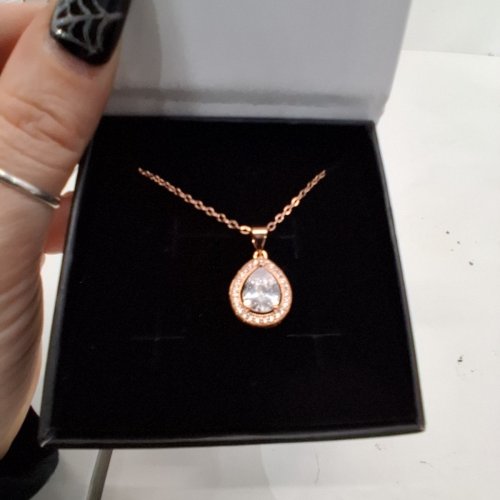 WOMENS CATE & CHLOE PEAR-SHAPED HALO ISABEL PENDANT NECKLACE - ROSE GOLD TONE (STYLE: CCGM10026NK-RG) image 2