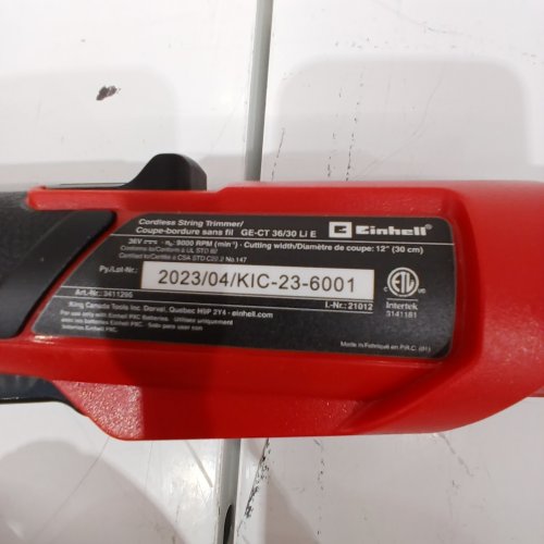 EINHELL CORDLESS LAWN TRIMMER *TOOLS ONLY* - 12" CUTTING WIDTH36 V - RED/BLACK (MODEL: GE-CT36/30LIE) image 3