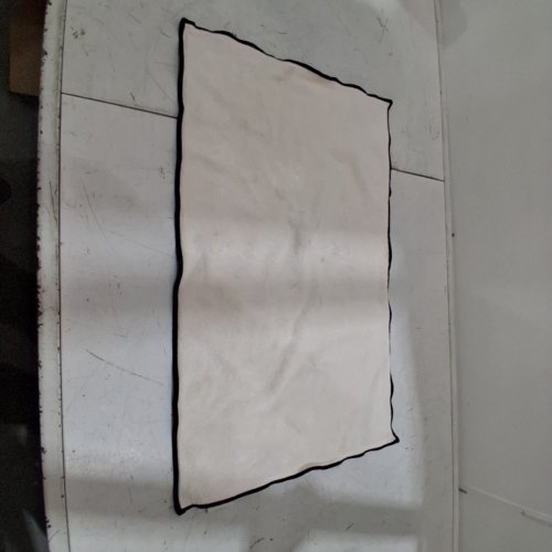 THRESHOLD CREAM HAND TOWEL WITH BLACK BOARDER STITCH - CREAM WHITE/BLACK (MODEL: 064-18-3708) image 2