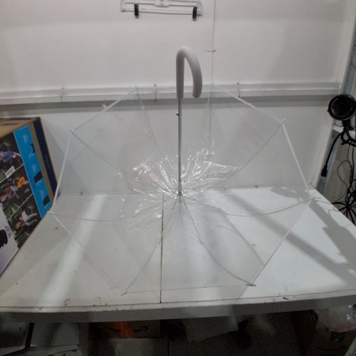 ADULT WINDPROOF PLASTIC BUBBLE UMBRELLA - 32" - CLEAR/WHITE image 4