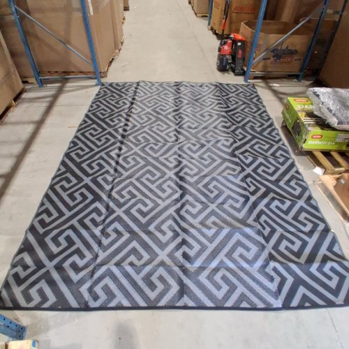 PORTABLE WATERPROOF REVERSIBLE OUTDOOR PATIO RUG - 12FT X 9FT - GREY / BLACK (MODEL: HY-CPB-236) image 3