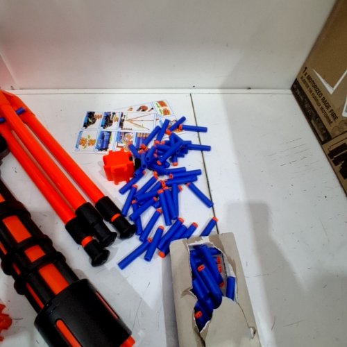 ZURU XSHOT INSANITY MOTORIZED GATLING BLASTER WITH TRIPOD STAND AND DARTS - BLUE/BLACK/ORANGE image 3